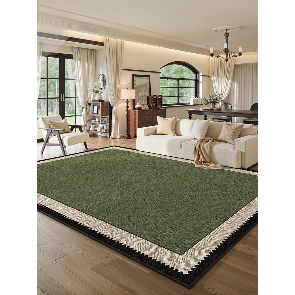 Francês Medieval sala de estar tapete quarto verde Retro tapete enxagável sofá quarto Premium antiderrapante