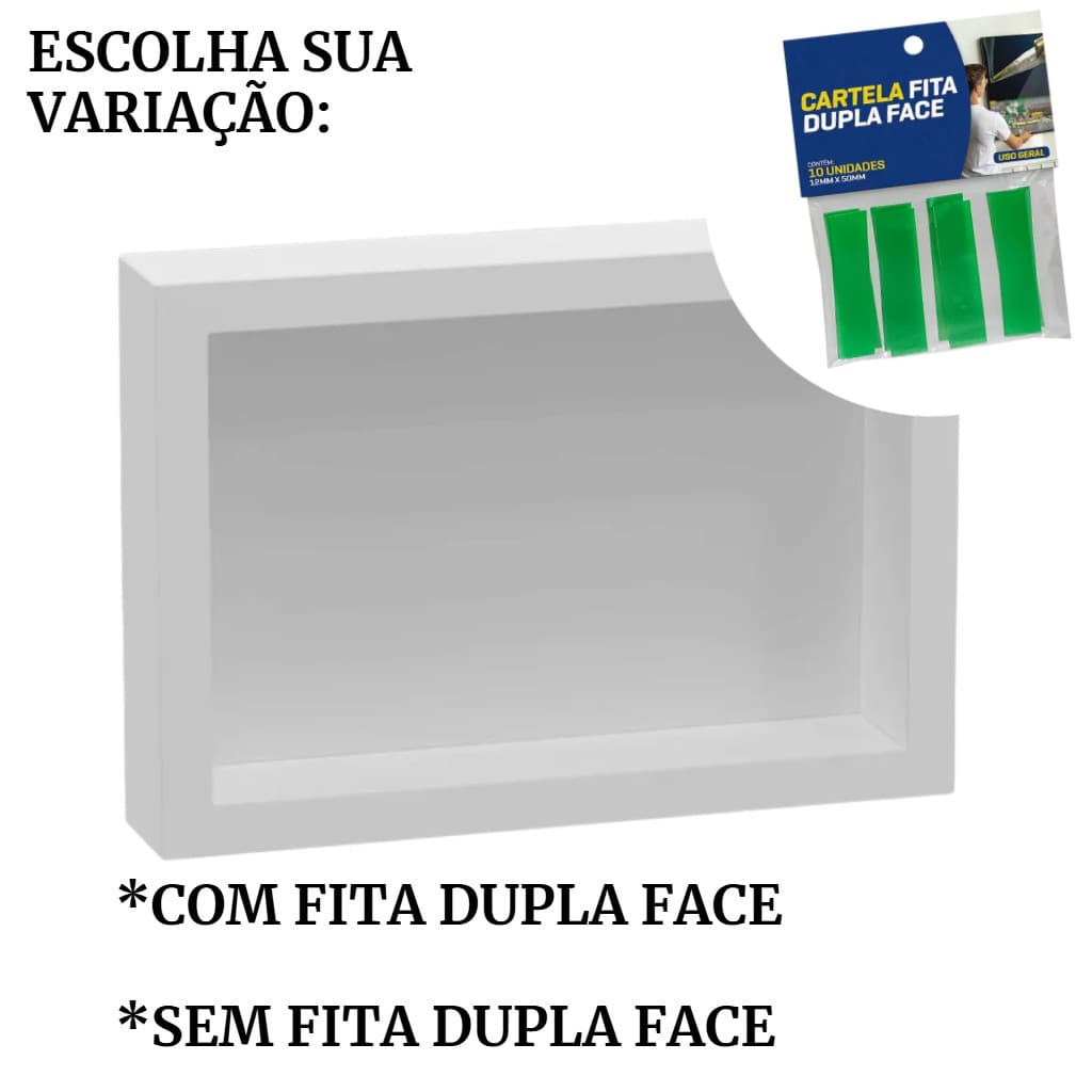 Nicho Parede Sobrepor 28x40 Auto Colante Dupla Face Branco Banheiro Cozinha Multiuso Lavanderia