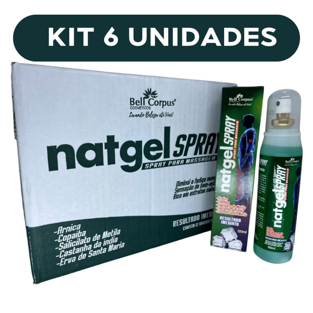 Kit com 6 Gel Massageador Natgel Spray 120g Bell Corpus