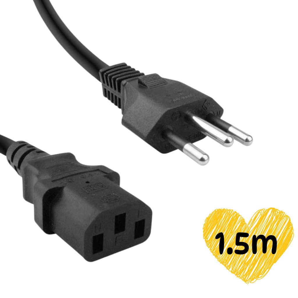 Cabo De Força Tripolar 1.5 Metros ATX | Energia | PC | Impressora | Monitor
