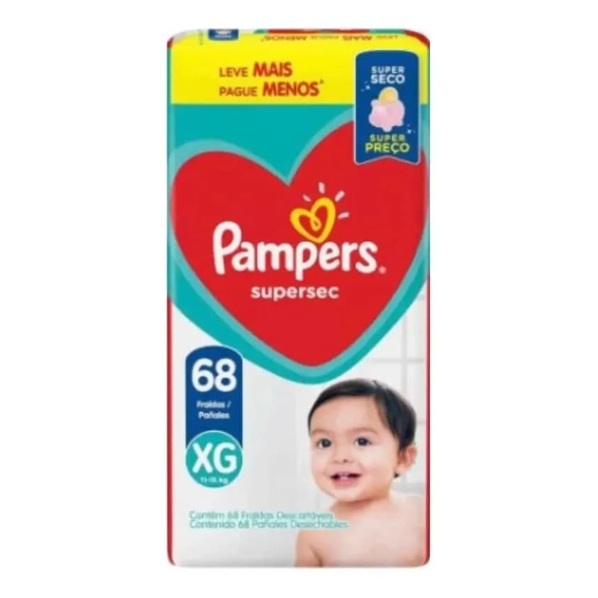 Fralda Pampers Xg 68 Un Supersec Noite Anti Vazamento