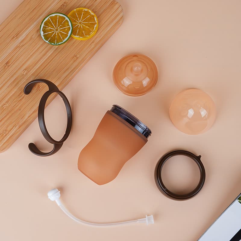 Mamadeira de silicone para bebês com alça, anti-asfixia e anti-cólicas, ferramenta para desmame, mamadeira com sensação 
