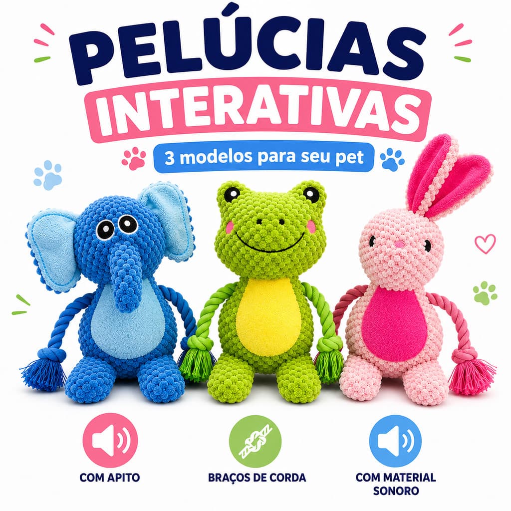 Brinquedo Pelúcia Resistente para Cachorro com Corda Apito Brinquedo Interativo para Cães Pet