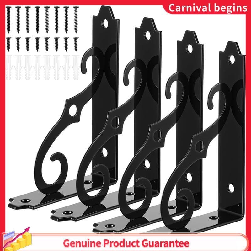 [haydenk1] Suportes De Prateleira Decorativos Pretos De 5 Polegadas , Pacote Com 4 , Suporte De Metal Montado Na Parede 