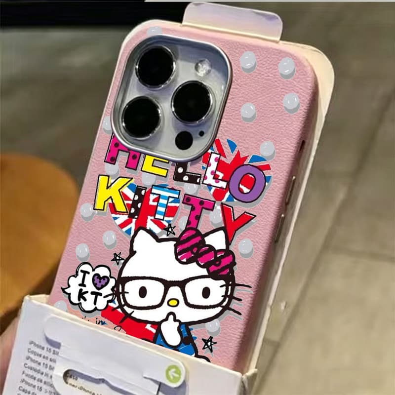 Capinha para iPhone 17/16/15 Pro Max Capa de celular Hello Kitty estilo streetwear americano resistente a quedas