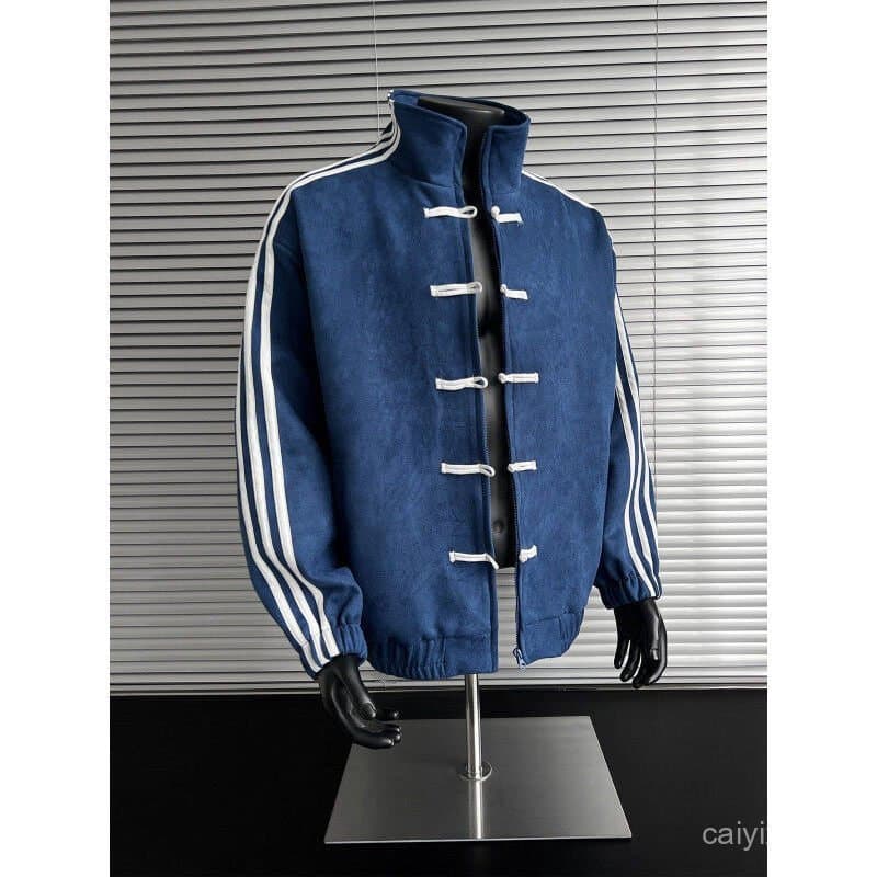 Jaqueta Masculina HJQH com Gola em Patchwork, Estilo Casual com Botões e Manga Longa para Jovens