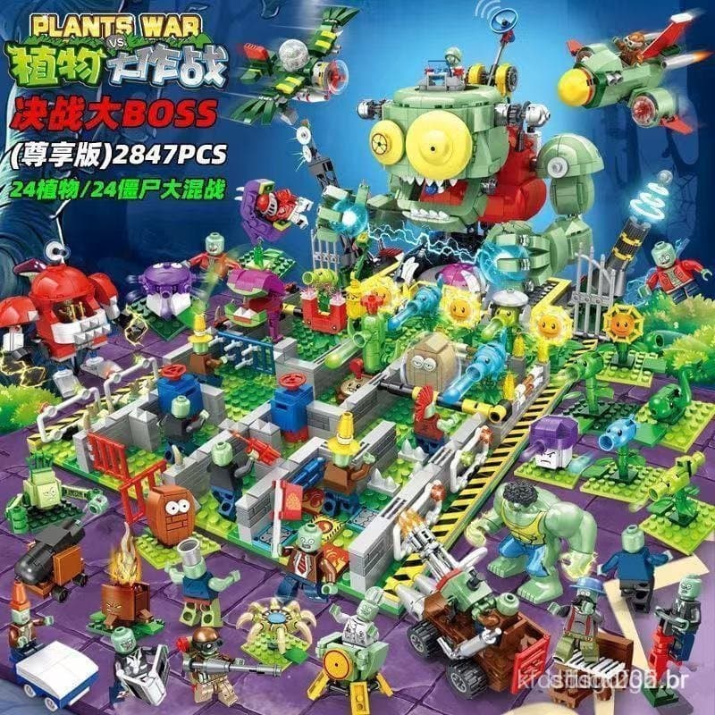 Blocos de Montar Lego Série Plants vs. Zombies Fazenda de Plantas Batalha de Abóboras Sagitário Ornamentos Simples para