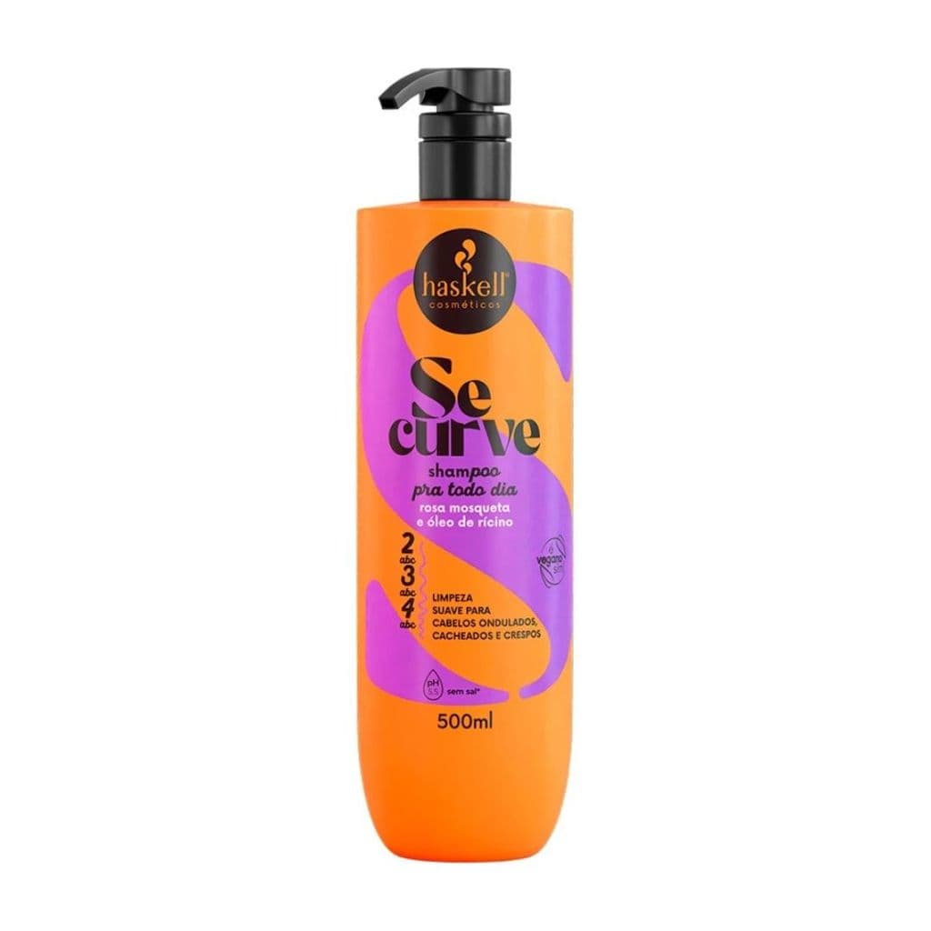 Shampoo Haskell Se Curve 500ml Para Cabelos Cacheados e Crespos Limpeza Equilibrada Ação Hidratante