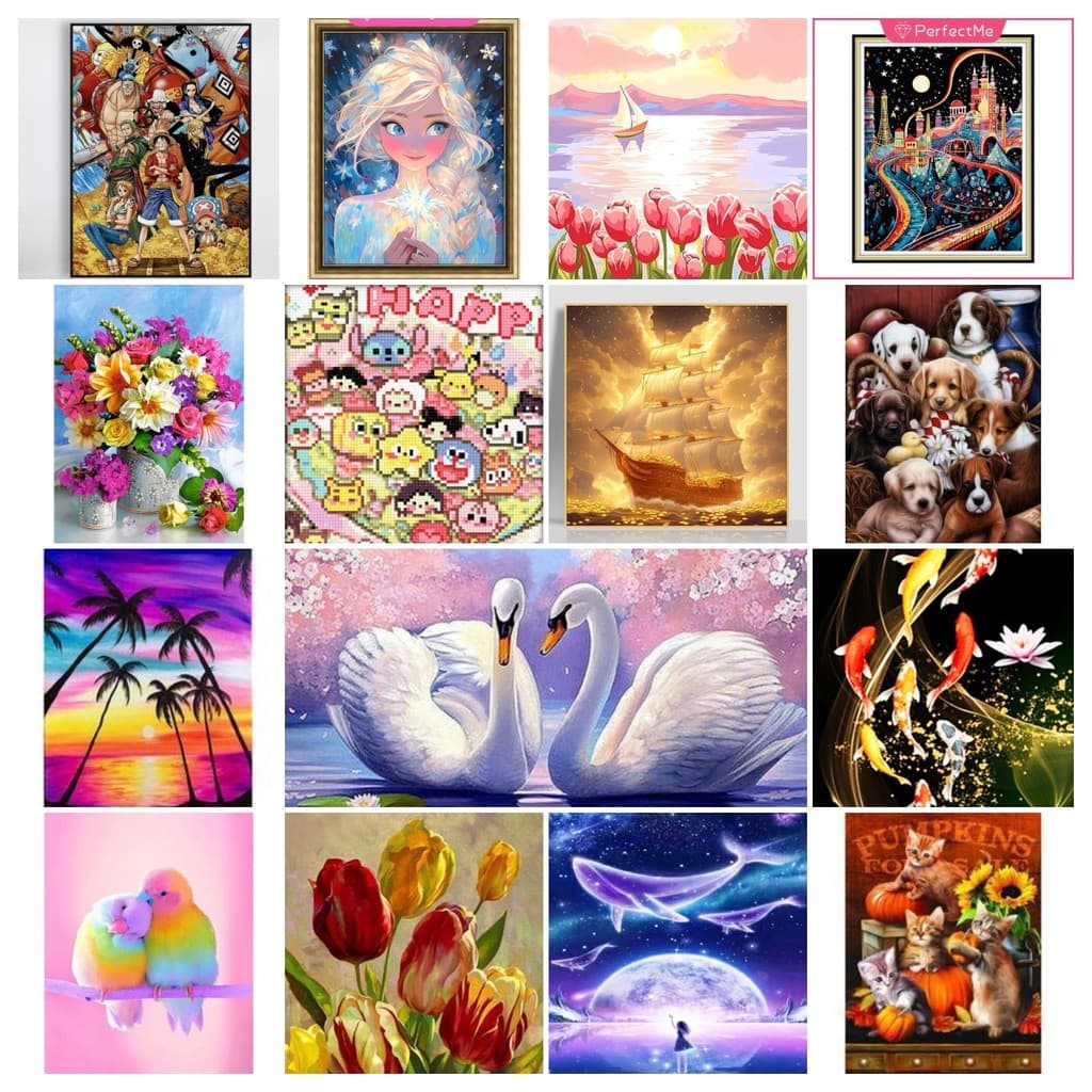 PM Estoque Pronto Para Mulheres Flores De Paisagem Do Mar Jesus 5D Conjunto De Pintura De Diamante Ferramentas De Perfur