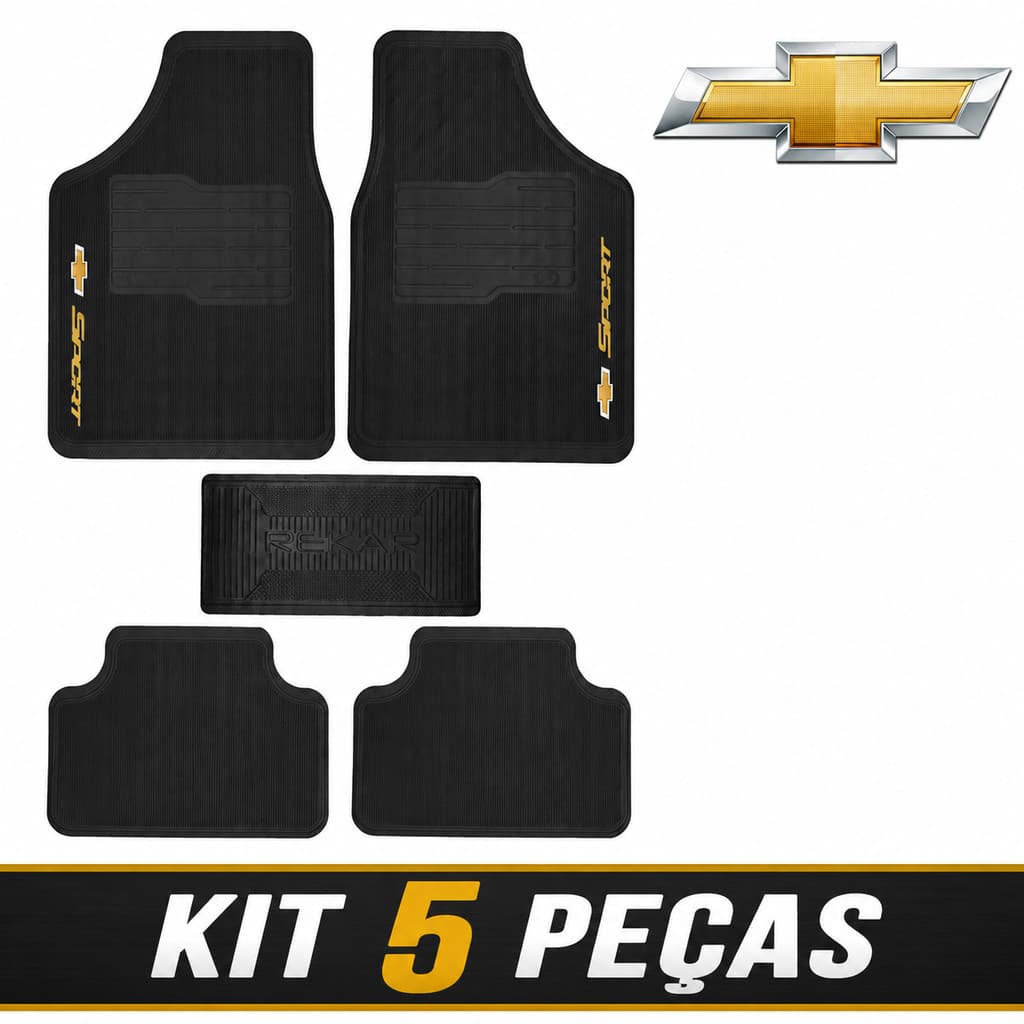 Tapete Chevrolet Borracha 5 Peças Automotivo Carro Classic Corsa Prisma Onix Montana S10 Spin Cruze