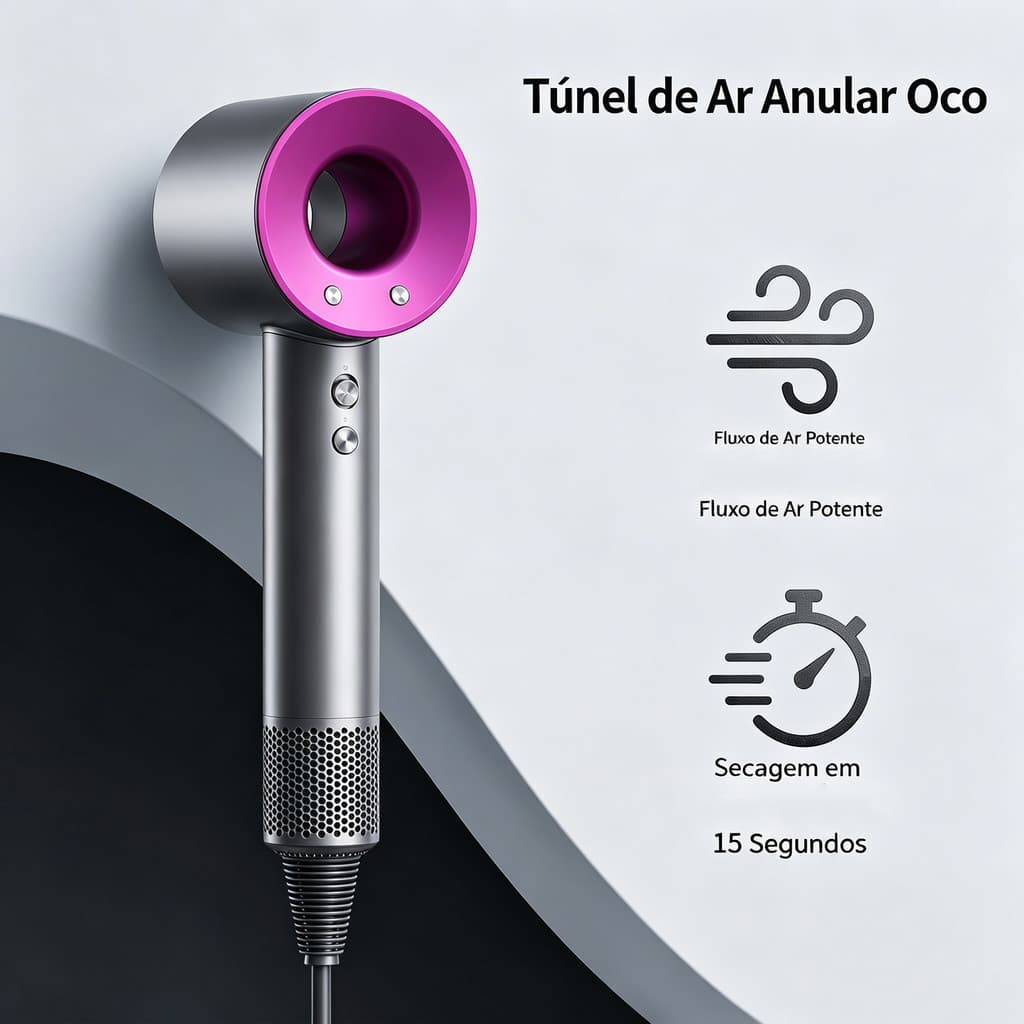 Secador de Cabelo Profissional  Iônico Secagem Rápida Ar Quente/Frio 220V