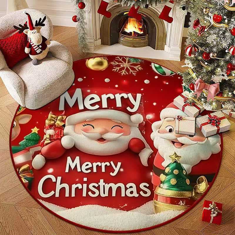 Tapete redondo de decoração de natal, tapete doméstico de veludo cristal para quarto, sala de estar, antiderrapante, ant