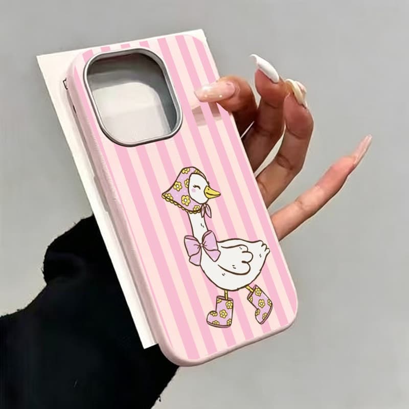 Anti-impacto Capinha para iPhone 17/16/15/14/13/12 Pro Max Capinha de celular fofa de patinho Anticolisão