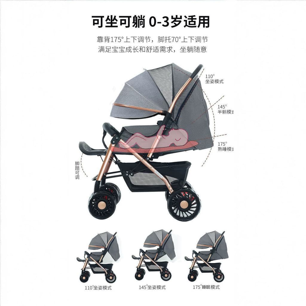 Novo estilo carrinho de bebê carrinho de guarda-chuva de quatro rodas dobrável crianças bebê adequado para 0-3 anos de i