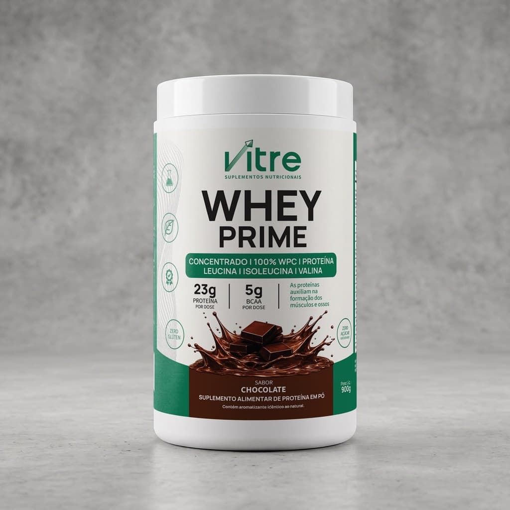 Whey Protein PRIME 80% 900g  • 23g de Proteína • Sabor Chocolate