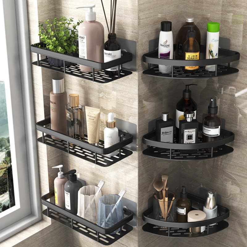 Kit 3 Suportes Organizador De Metal Rack De Parede Banheiro Cozinha Prateleiras Porta Shampoo