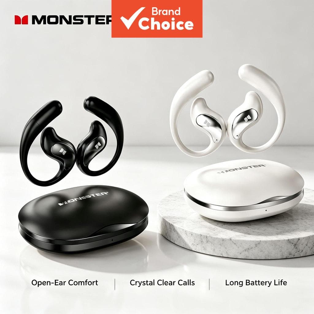 Fones de ouvido Monster GT27 Open-Ear Bluetooth Sem Fio, fones de ouvido ENC, chamada nítida, esportes, direção, fones