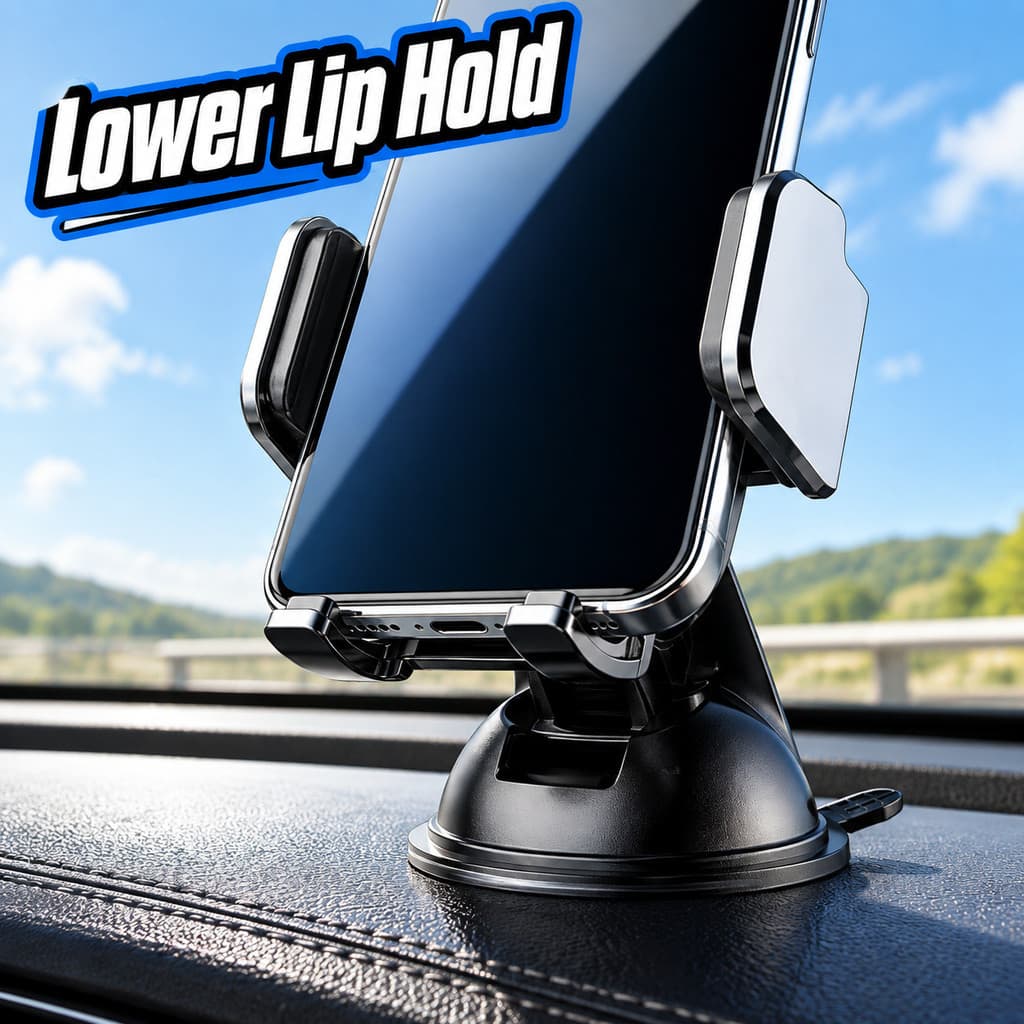 Suporte Giratório Para Telefone Carro Com Braçadeira De Uma Mão E De Sucção Painel