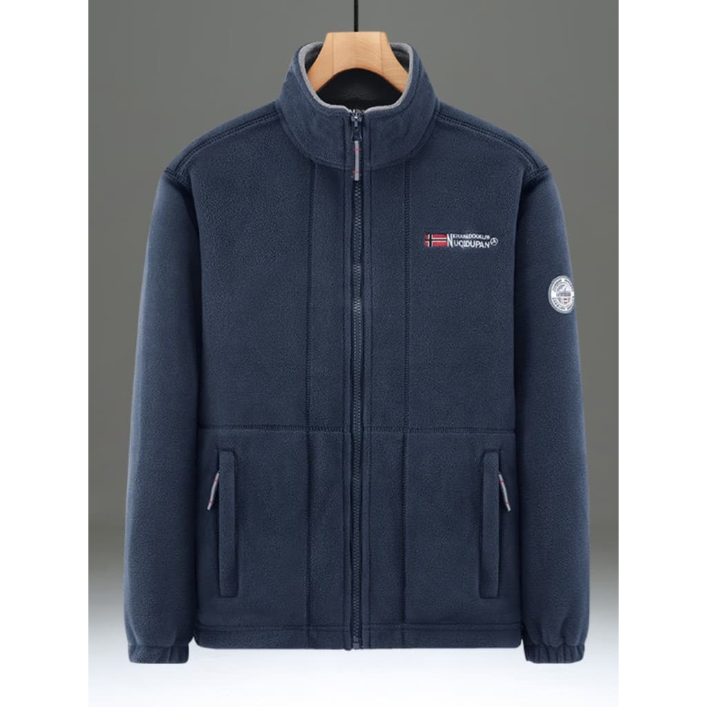 Jaqueta de lã masculina outono inverno roupas Polar jaqueta Casual engrossado quente gola alta Cardigan jaqueta forro