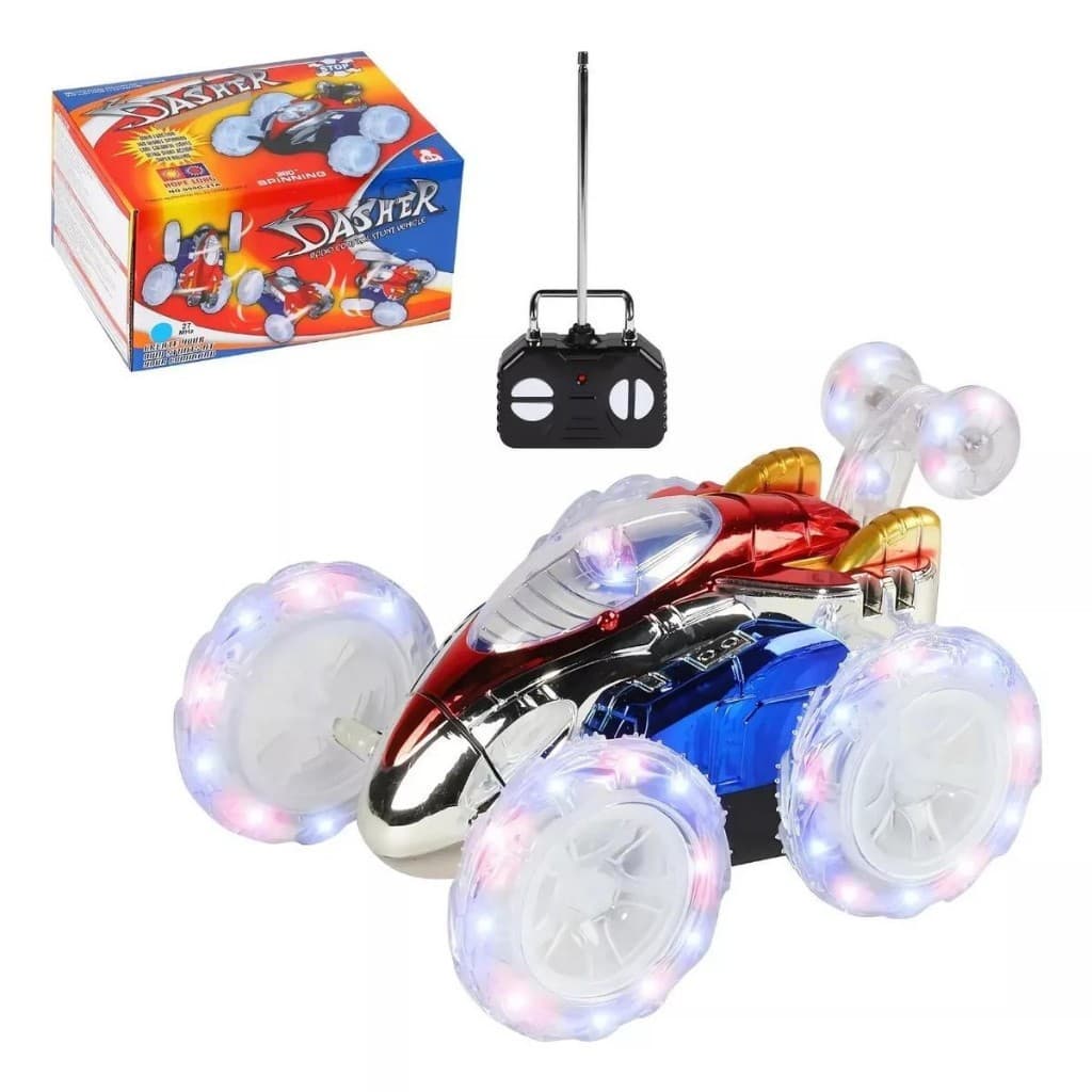 Carrinho Controle Remoto Carro Maluco Gira 360º Com Luzes Led Brinquedo