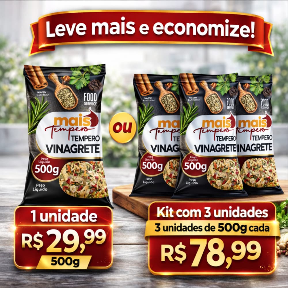 Kit 1,5kg Tempero De Vinagrete Para Churrascos Saladas - Oficial Mais Tempero