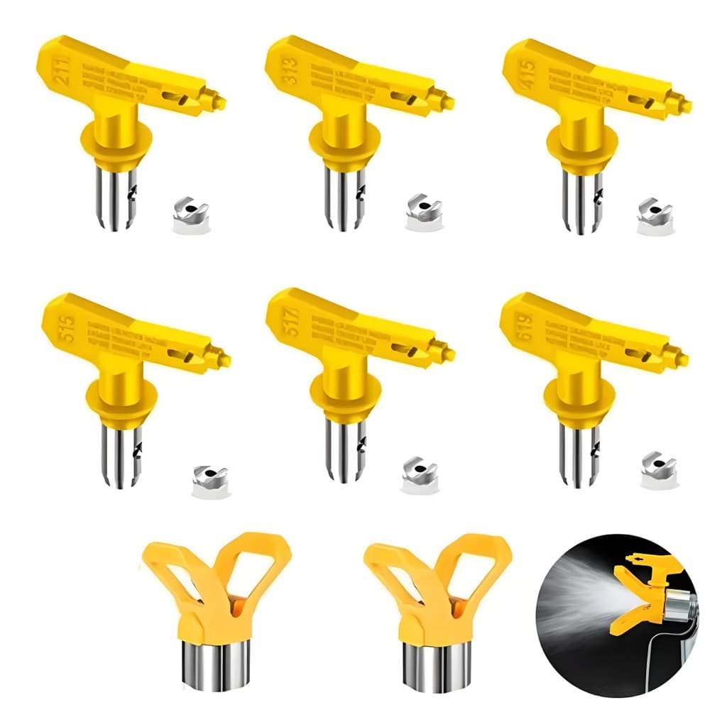 Kit 6 Bicos de Pintura Sem Ar Airless com Vedação e 2 Porta Bicos, Kit Completo Alta Qualidade