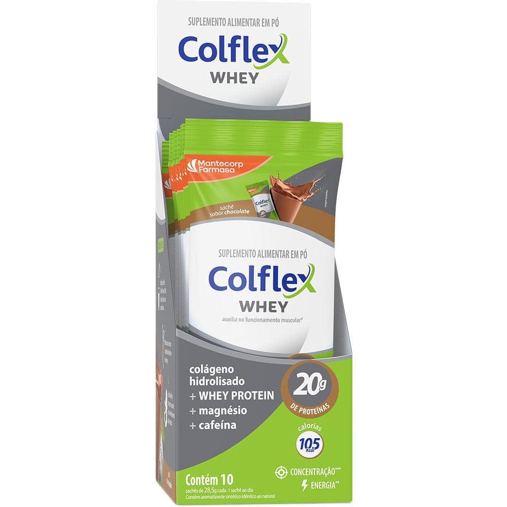Colflex Whey Protein Chocolate – 10 Sachês com 20g de Proteína