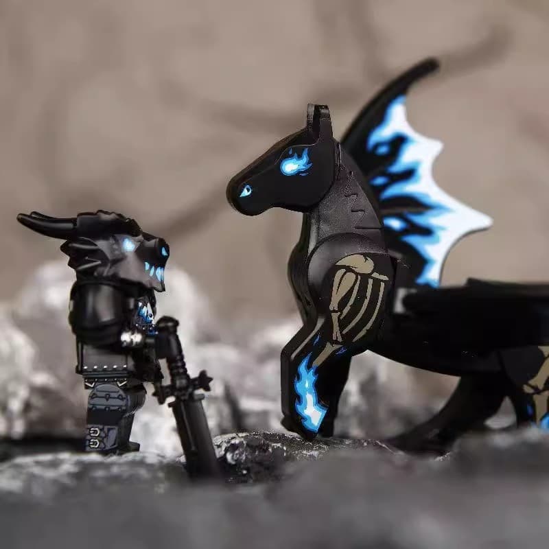 Adequado para blocos de construção Lego masmorras e dragões desenho desenho dragões cavaleiros Pegasus montar minifigura