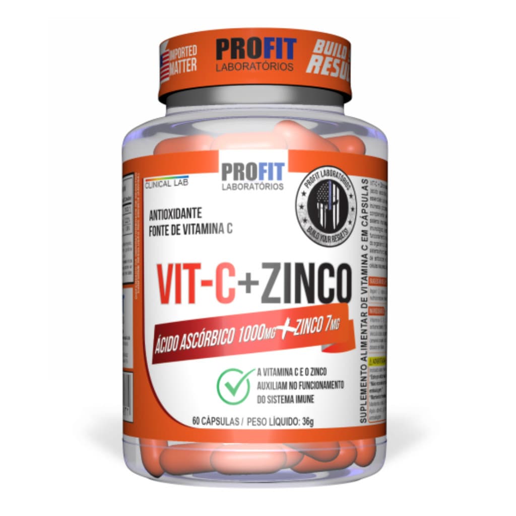 Vitamina C 1000mg + Zinco 7mg Profit Imunidade Potente 60 Cápsulas