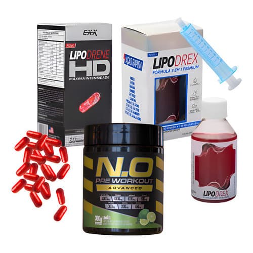 Kit Suplementos Pré-Treino e Energia | Lipo HD + Lipodrex + Pré Workout