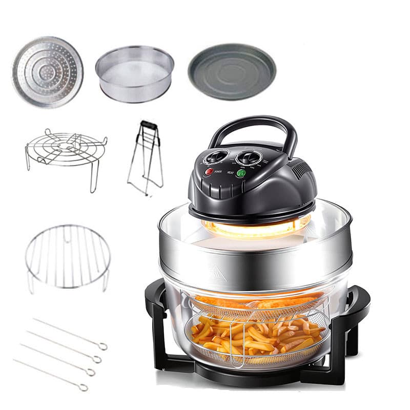 Fritadeira Elétrica Sem Óleo 20L Premium com Porta de Vidro e 8 Funções para Família Alta Potência – até 3500W