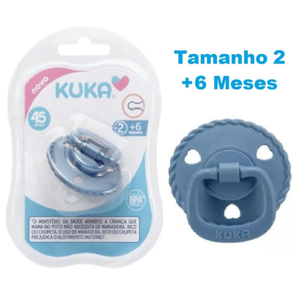 Chupeta para Bebês Kuka Classic (Tamanho 2) Azul de Bico Redondo de + 6 Meses