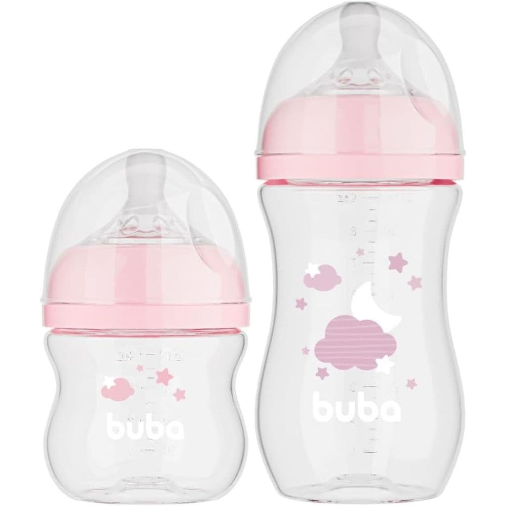 Kit 2 Mamadeiras Easy Flow Nuvem Rosa 120/270ml Buba 20983