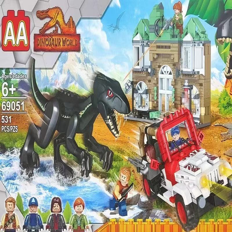 500 Peças de Blocos de Montar Lego, Modelo de Dinossauro Tyrannosaurus Rex e Velociraptor para Montar para Meninos