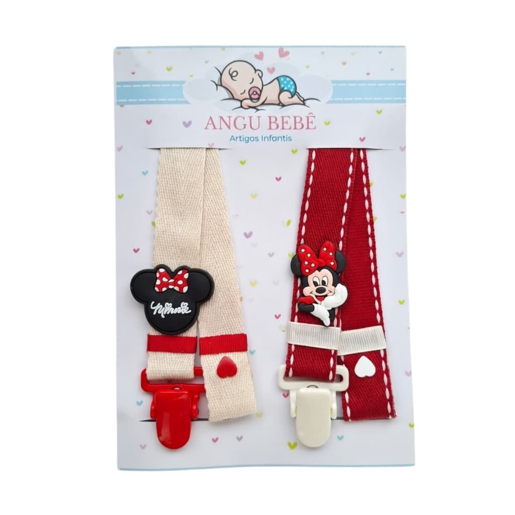 Kit com 2 Prendedor de Chupeta Ratinha  Bebê Clip Porta Chupeta Segurança Enxoval Infantil Angu Bebê