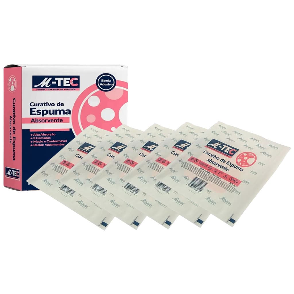 Curativo De Espuma M-tec Não Aderente 10x10cm KIT C/5 UN