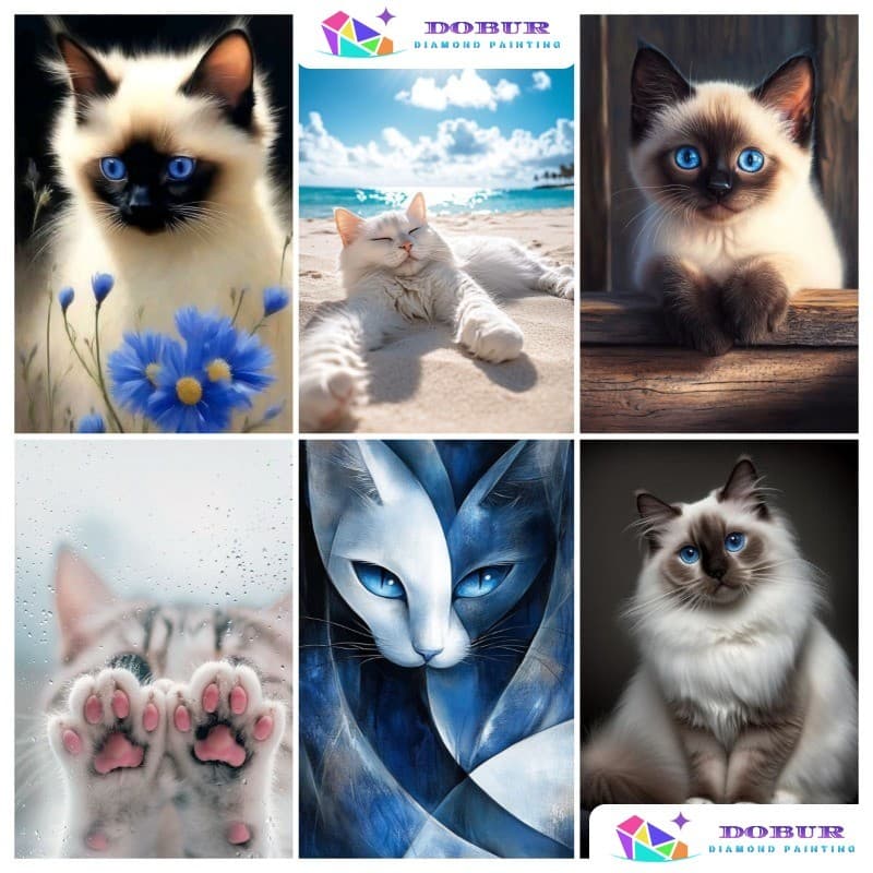 DOBUR | Conjunto De Pintura Diamante Gato/Ragdoll 5D DIY Redondo/Quadrado Completo Broca Lona Com Número Artesanato Pres