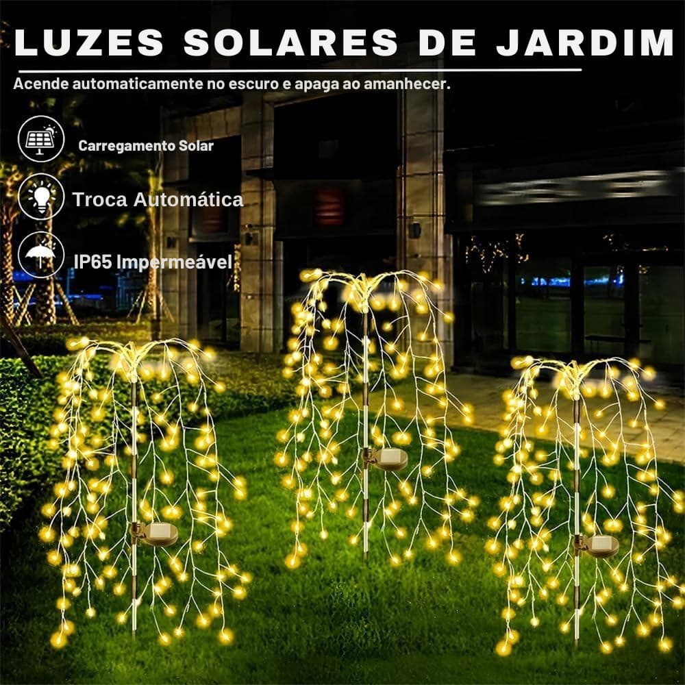 Luminária Solar 120 LEDs Estilo Fogos de Artifício – 8 Efeitos de Luz para Jardim e Festas