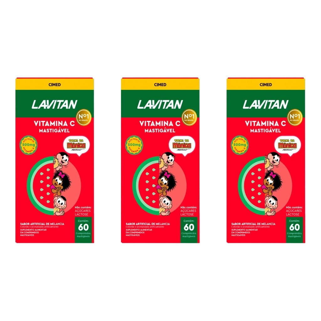 Kit c/3 Suplemento Imunidade Vitamina C Infantil 60Cp Cimed Lavitan