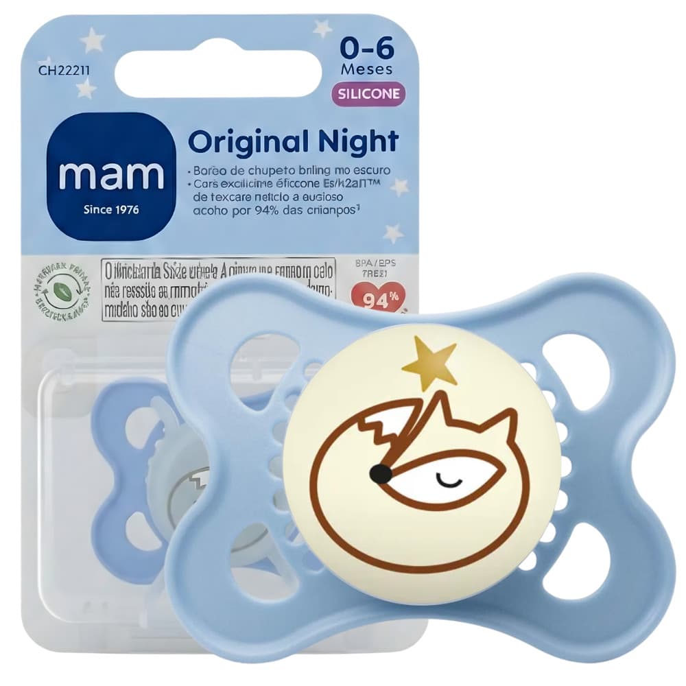 Chupeta Mam Original Night 0-6 M Azul Brilha No Escuro Bebê