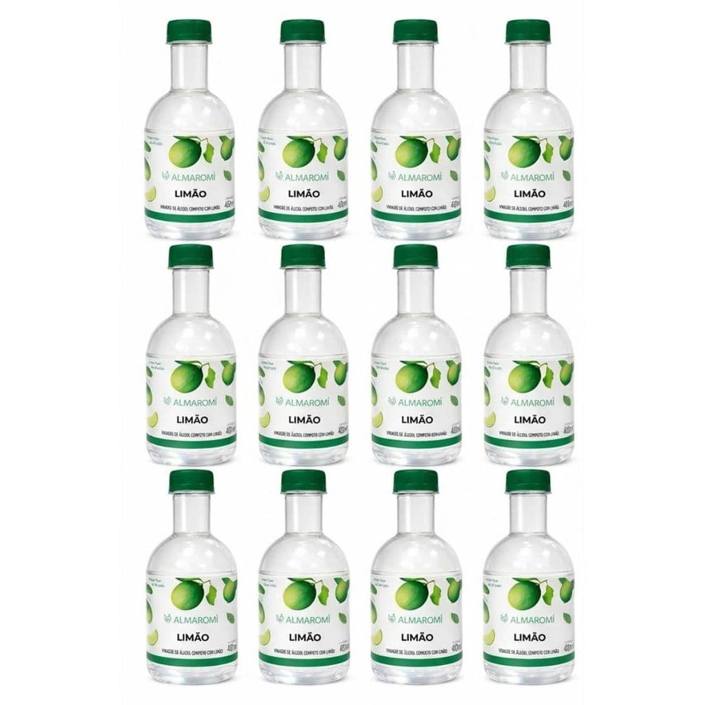 Kit 12 Vinagre de Limão com Álcool Almaromi 400ml Original 4% Acidez para Saladas e Temperos
