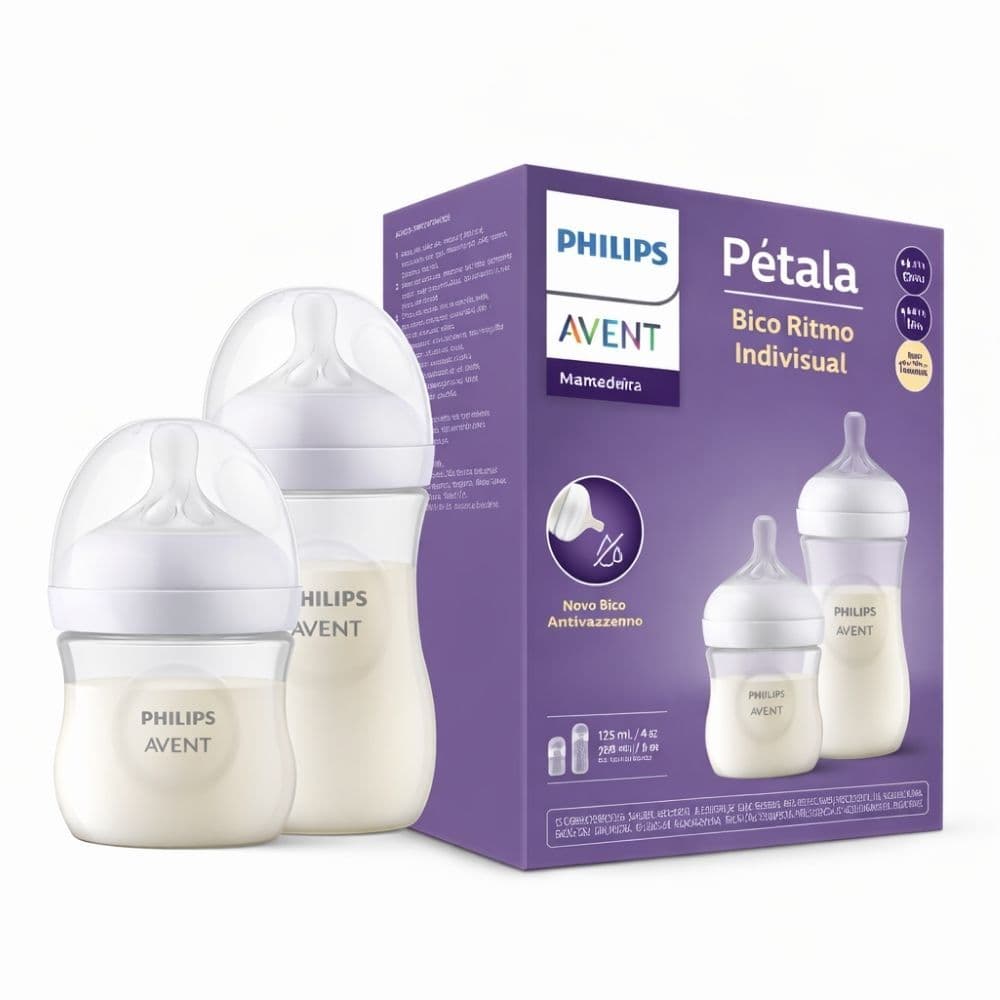 Kit Duplo Mamadeiras Pétala Transparentes 125ml e 260ml Philips Avent