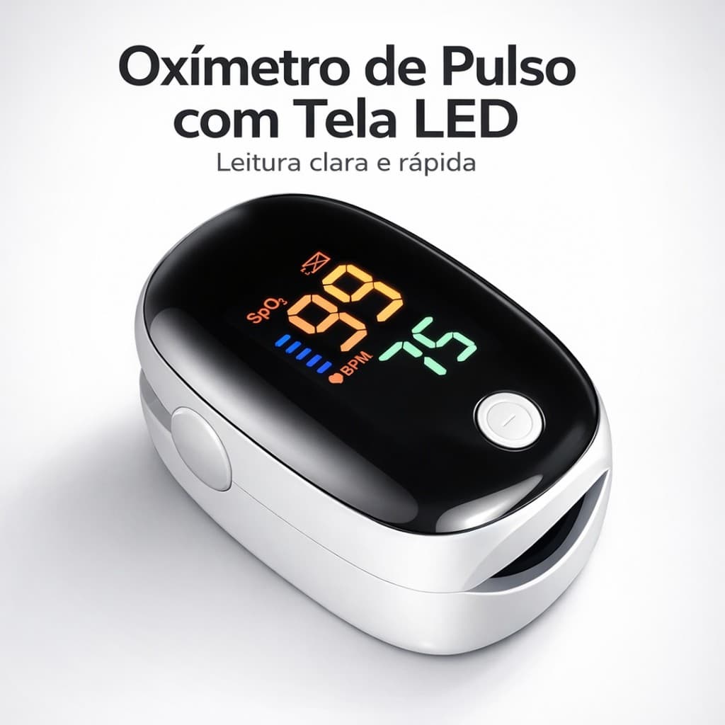 Oxímetro Digital de Dedo Medidor SpO2 Oxigênio no Sangue Frequência Cardíaca Alta Precisão LED