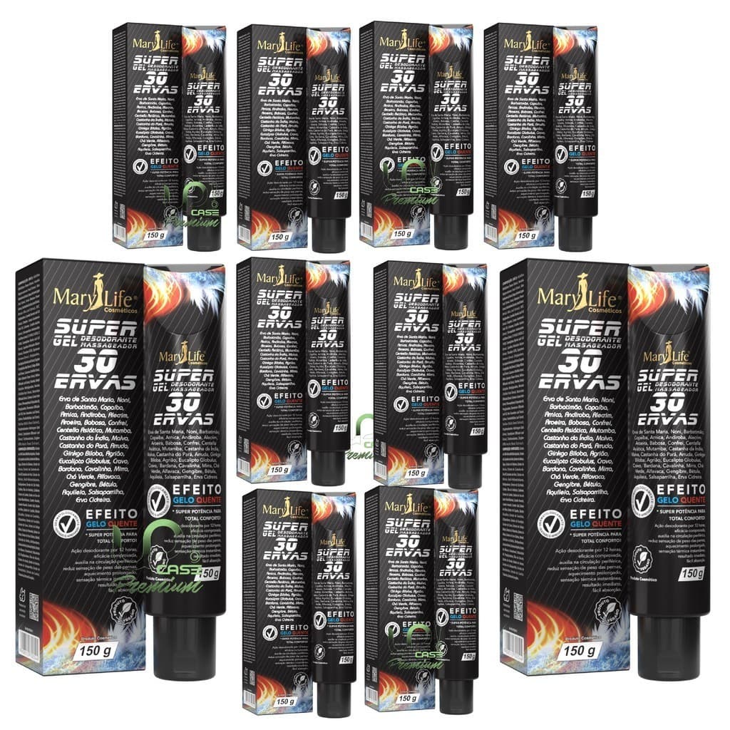 Kit 10x Pomada Super Gel 30 Ervas 150g - Mary Life