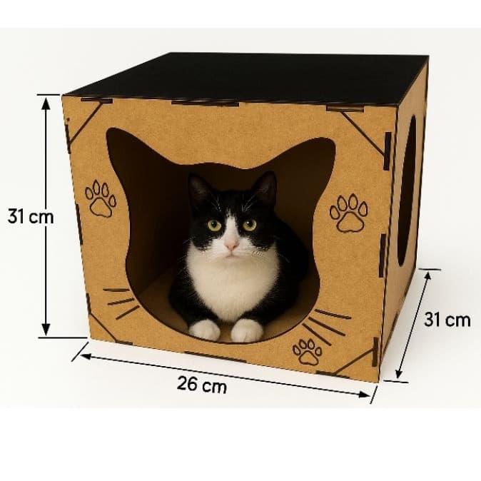 Casinha para Gato MDF Toca Nicho Caminha Pet Cama Confortável Decorativa Resistente Moderna para Descanso Premium