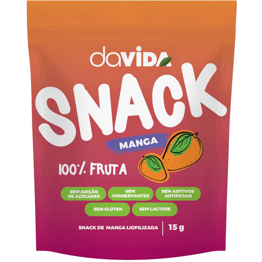 Snack Manga Fruta Liofilizada Natural Sem Açúcar Glúten Davida Saudável Fitness