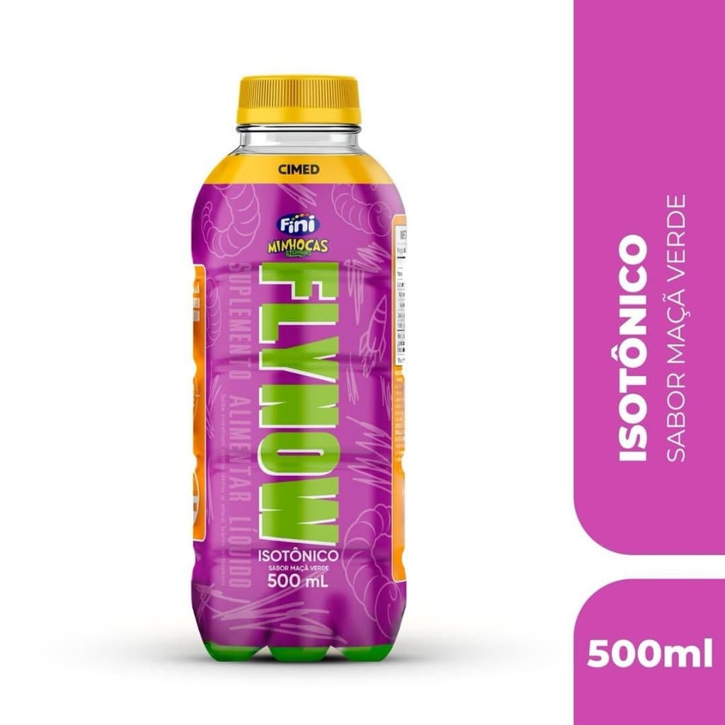 FLYNOW ISOTONICO LÍQUIDO 500ML MINHOCAS MAÇÃ VERDE