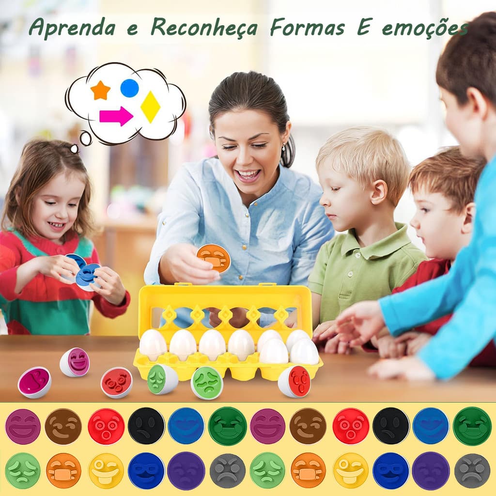 Brinquedo Educativo Ovos Combinando, Simulação Colorida Conjunto De Brinquedo De Ovo Polidos