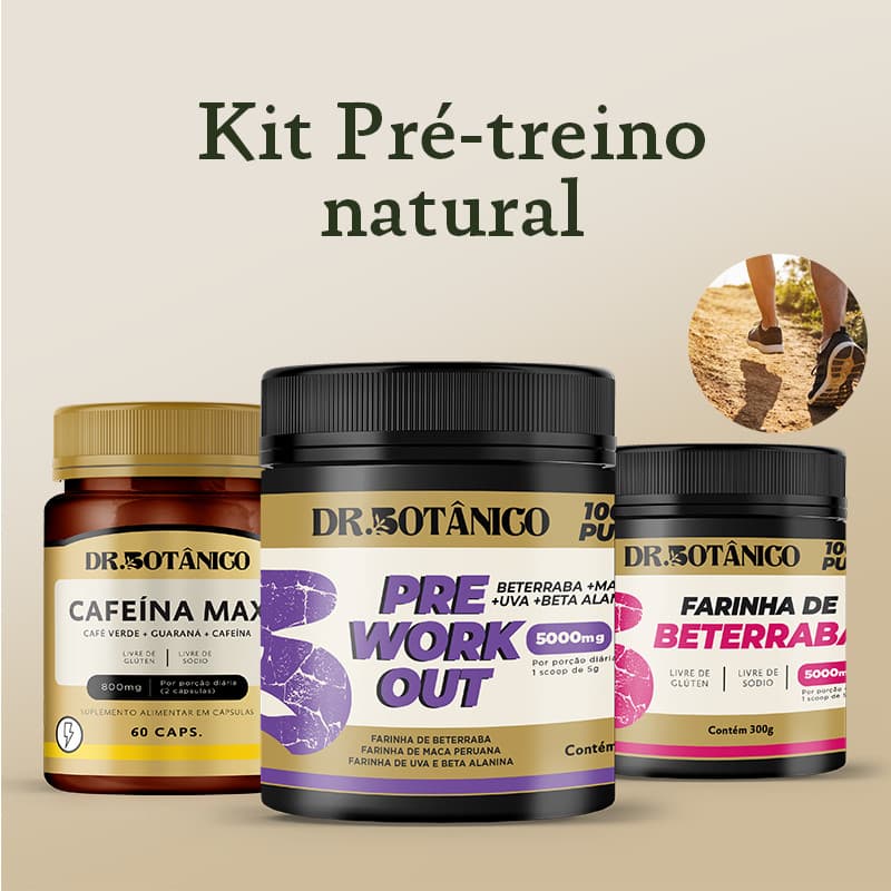 KIT PRÉ-TREINO NATURAL (PRÉ-TREINO + FARINHA DE BETERRABA + CAFEÍNA MAX)