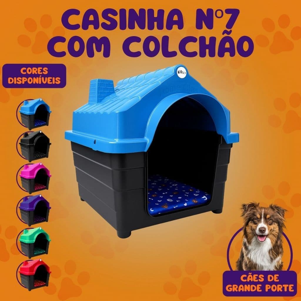 Casinha casa Cachorro N7 com Colchão de Porte Grande Casa Plástica Pet